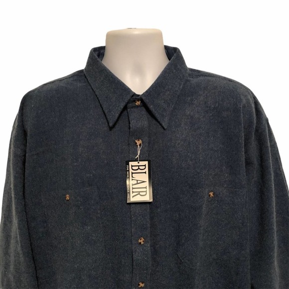 John Blair Fine Menswear Sport Classics Blue Flannel Sport Mens 2XL NEW! - Picture 4 of 8